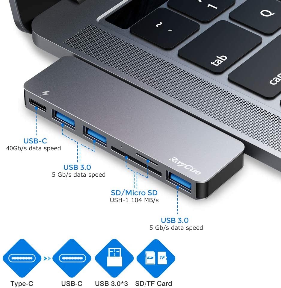 Adaptador tipo USB C a HDMI, VGA, MicroSD, SD, Ethernet, Mini Display Port 3