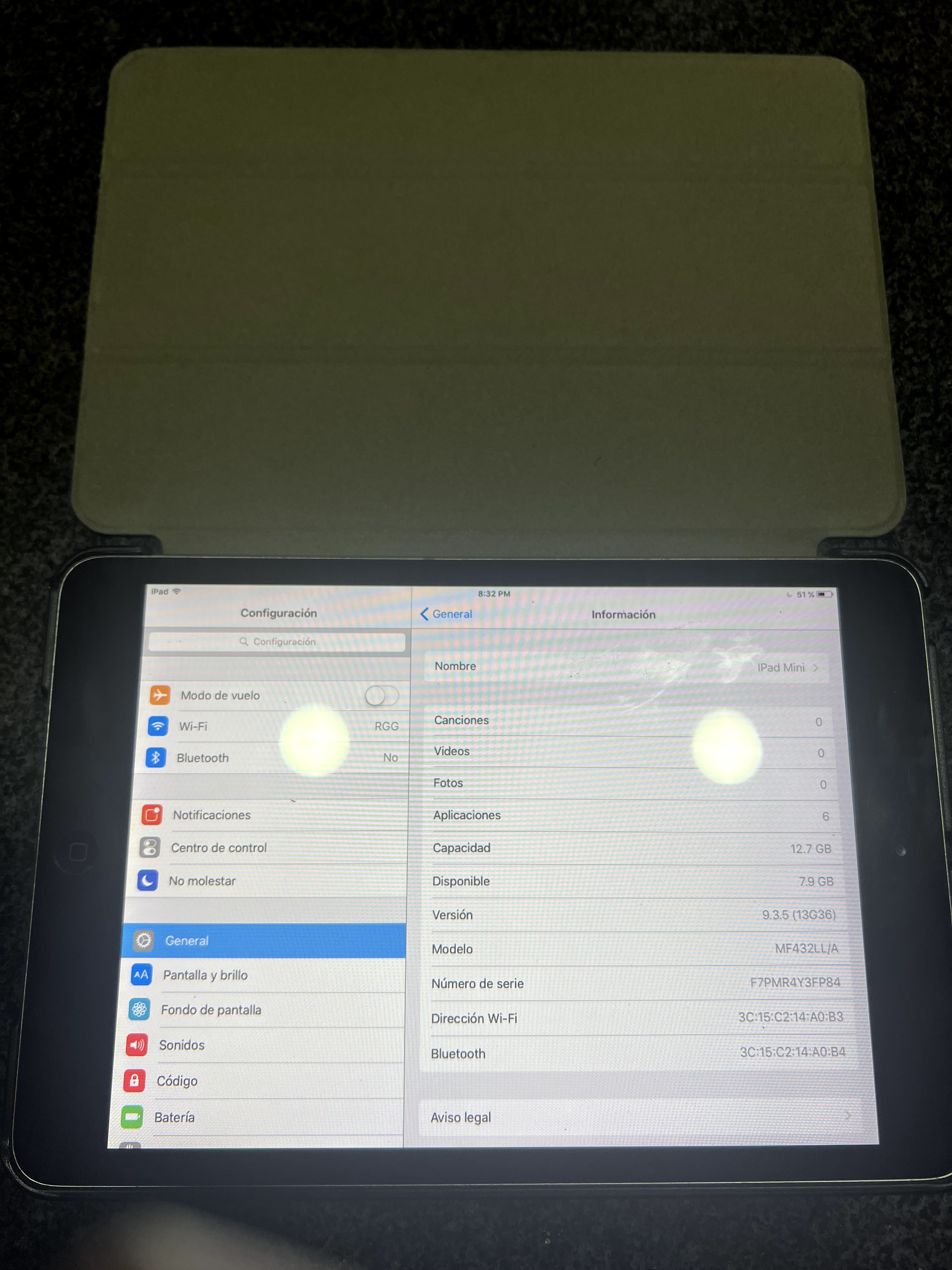 celulares y tabletas - Ipad mini 1ra generación con sistema 9 3