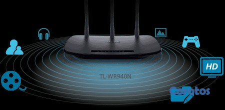 computadoras y laptops - ROUTER WIRELESS TP-LINK TL-WR940N, 2.4GHZ/450MBPS, 1 PUERTO WAN + 4 PUERTOS LAN 1