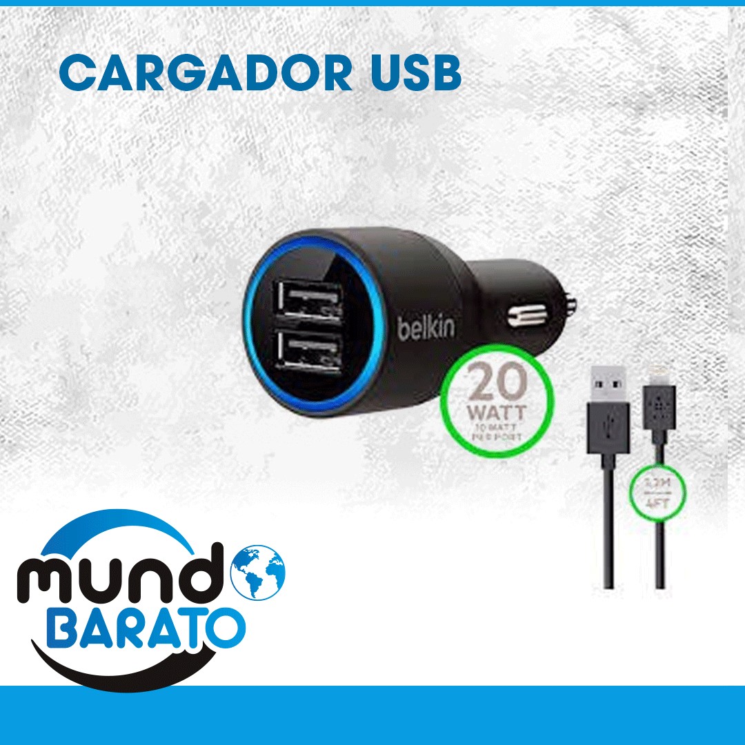 accesorios para electronica - CARGADOR BELKIN PARA CARRO DOBLE PUERTO CON CABLE MICRO USB