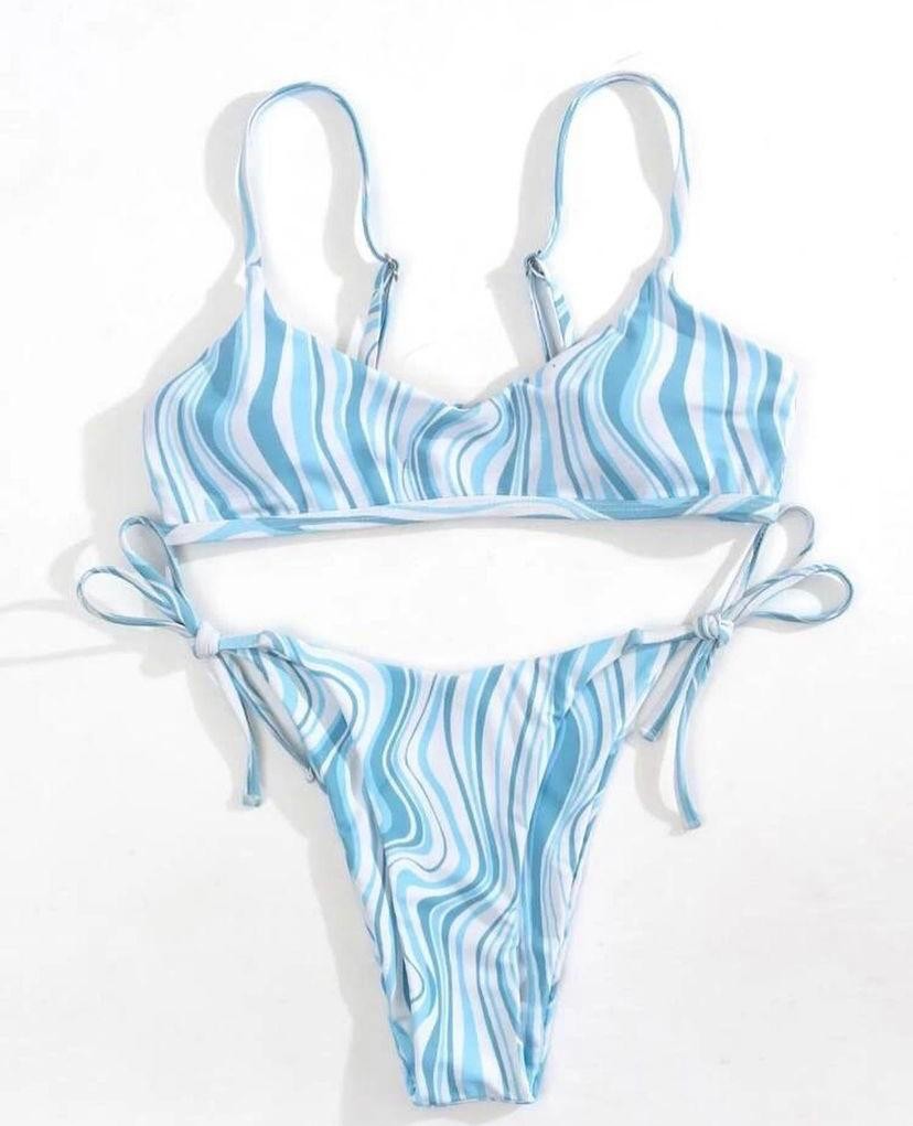 ropa para mujer - Bikini azul y blanco