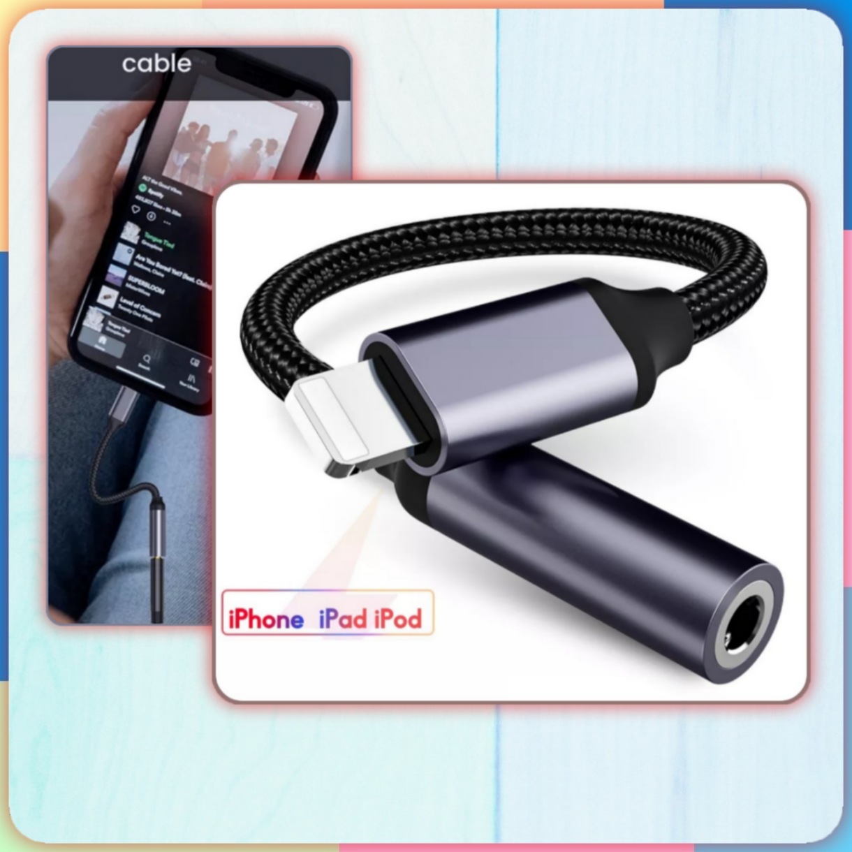 accesorios para electronica - Adaptador auxiliar de audio para iPhone y iPad
 1