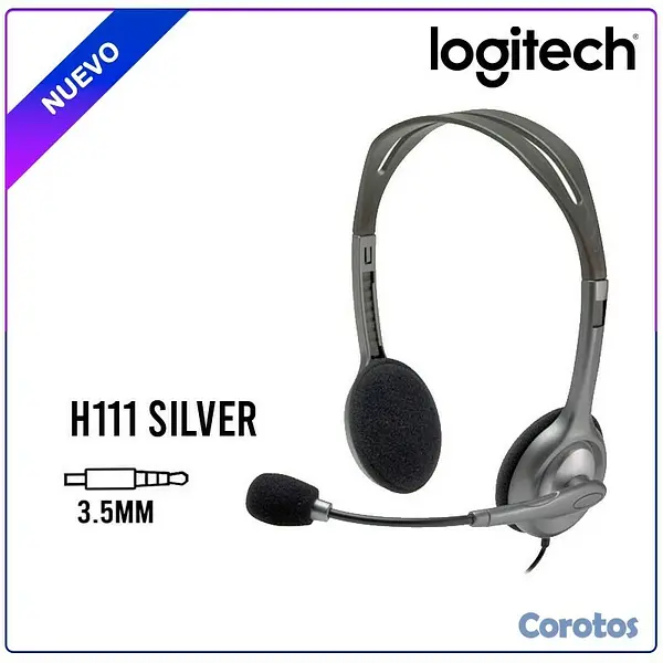 computadoras y laptops - AUDIFONO CON MICROFONO LOGITECH H111 STEREO, 3.5" INPUT. 1