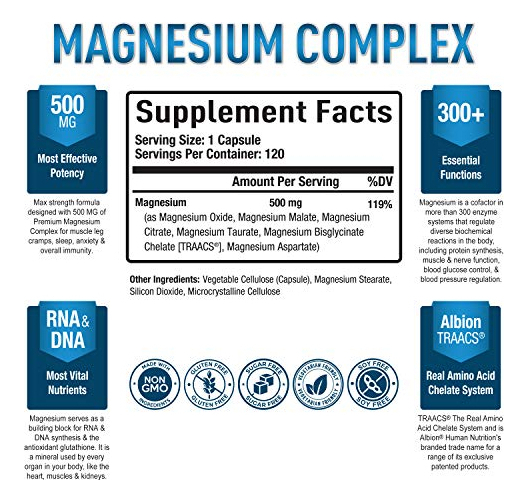 Salud y Equipamiento Médico - Magnesio Complex Citrato Malato Taurato Aspartato 120 Cap 2