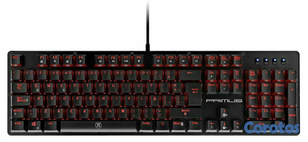 computadoras y laptops - TECLADO PRIMUS GAMING, USB, CON ILUMINACION ROJA (PKS-102S) 2