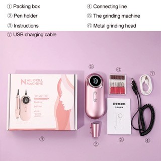 salud y belleza - Máquina de taladro de uñas recargables 30000 RMP pulidora de uñas inalambrica 4