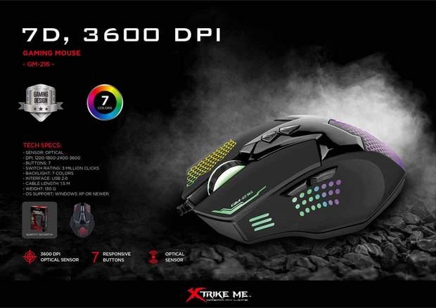 computadoras y laptops - MOUSE GAMING 6400DPI  PARA GRANDES JUGADORES XTRIKE ME 0