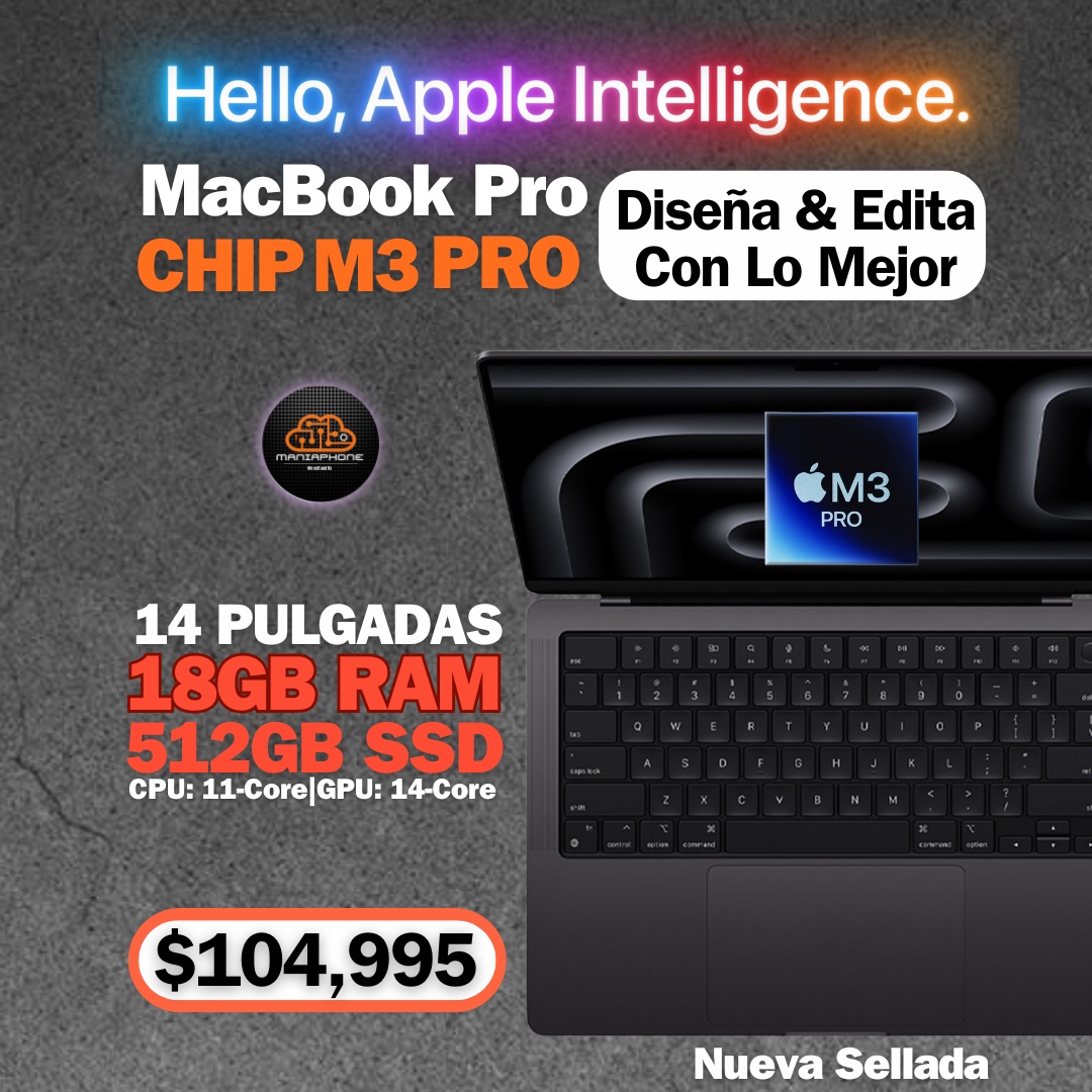 computadoras y laptops - MacBook Pro 14” Chip M3 Pro 18GB RAM 512GB SSD Sellada