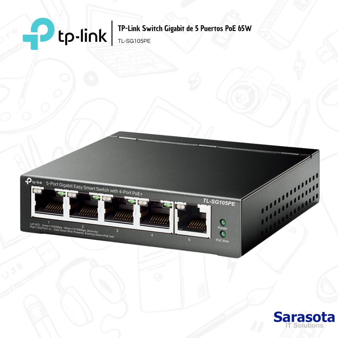 accesorios para electronica - Switch Gigabit de 5 Puertos PoE 65W SG105PE  2
