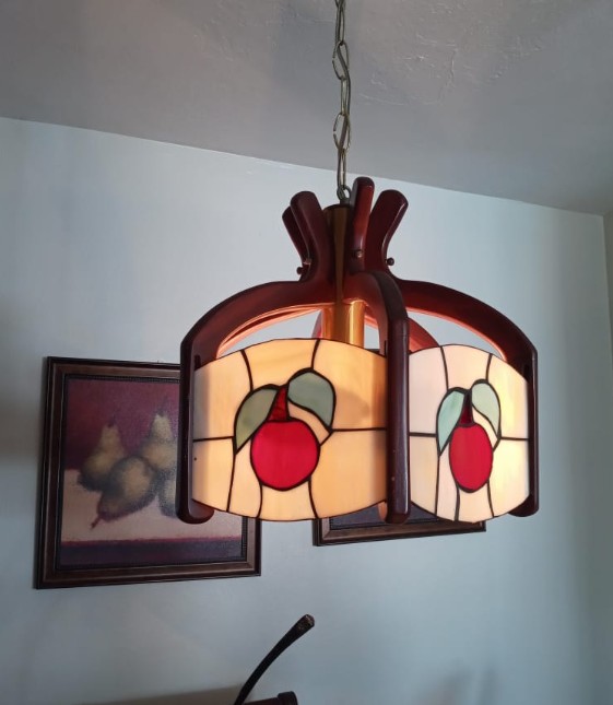 decoración y accesorios - Lámpara vitral de Caoba