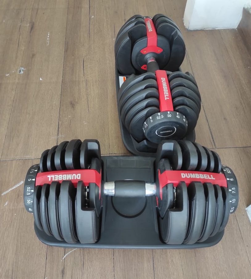 deportes - Mancuernas Ajustables tipo Bowflex de hasta 52,5 lbs c/u, Nuevas