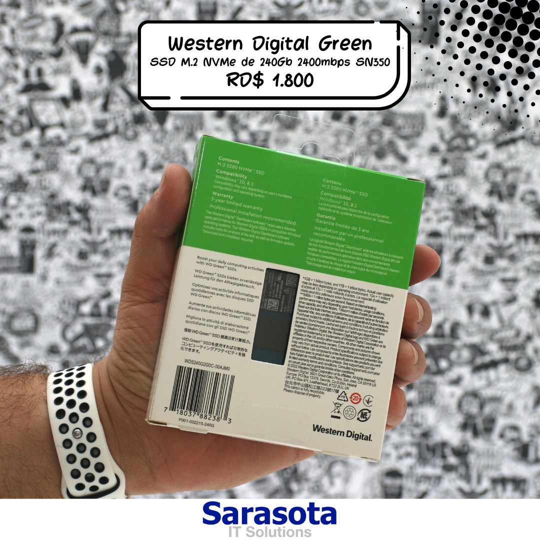accesorios para electronica - SSD M.2 NVMe Western Digital Green de 240Gb en 1800 1