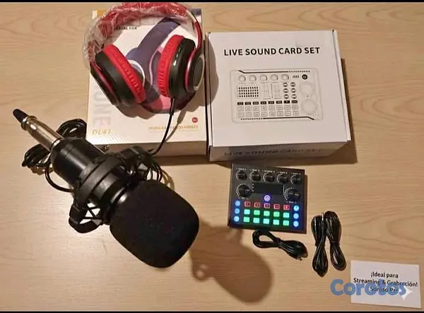 computadoras y laptops - 🎤​MICROFONO CONDENSADOR + TARJETA DE SONIDO V8S PROFESIONAL +  AUDIFONO🎧,🎤 2