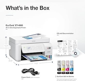 impresoras y scanners - Epson EcoTank ET-4800 Impresora Multifuncional, ADF y Fax, WIFI, USB, Enthernet 7