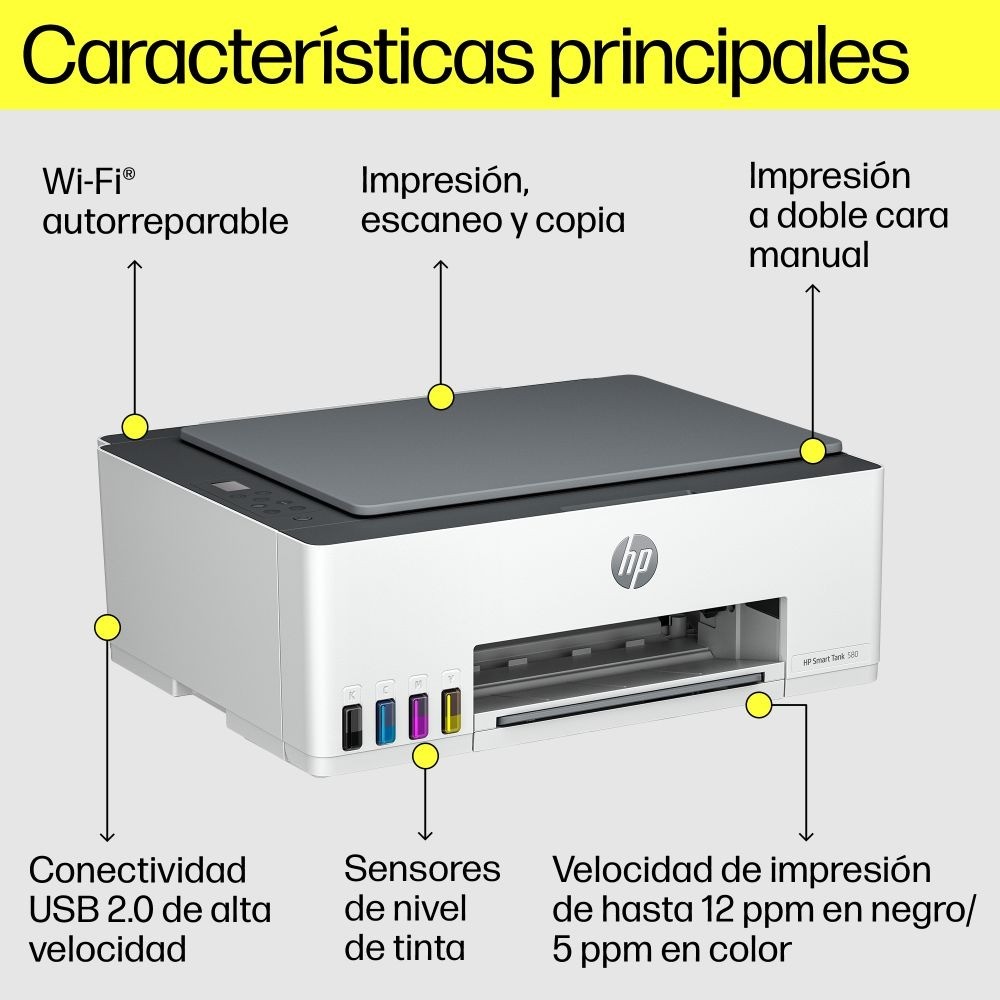 impresoras y scanners - OFERTA Impresora Multifuncional HP Smart Tank 580, Wifi y Cable USB