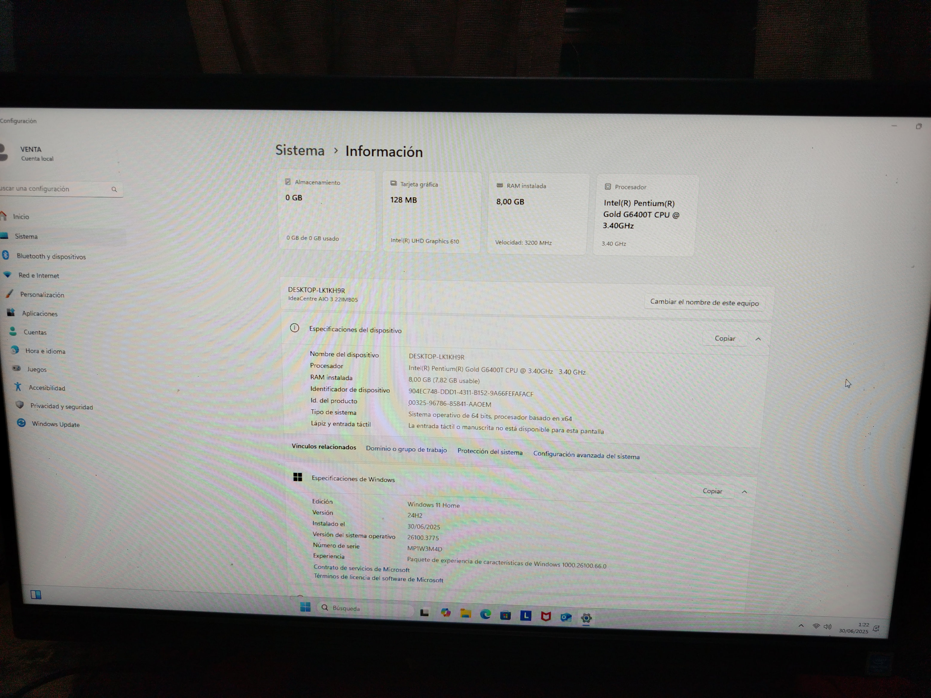 computadoras y laptops - VENDO LENOVO ALL IN ONE 3 LEN F0EV006 5