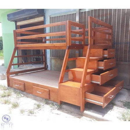 muebles y colchones - Camarote en madera de dos niveles con gavetas 