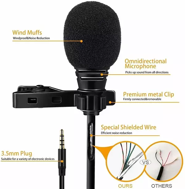 accesorios para electronica - Microfono Solapa Profesional 3.5 Mm Lavalier clip CELULAR KARAOKE 4
