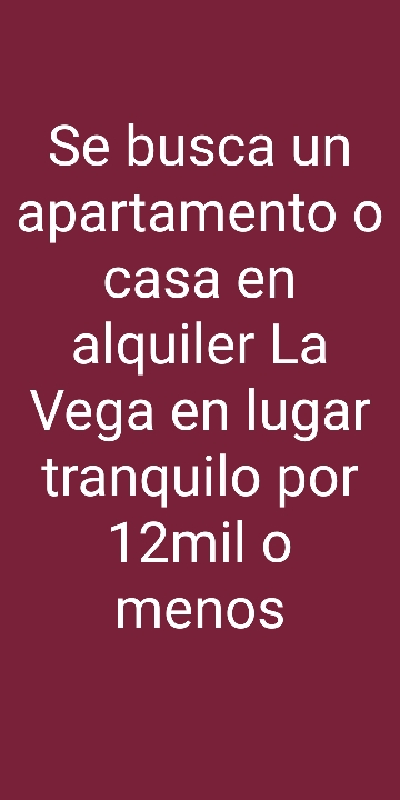 apartamentos - Se busca un apartamento o casa en alquiler La Vega en lugar tranquilo