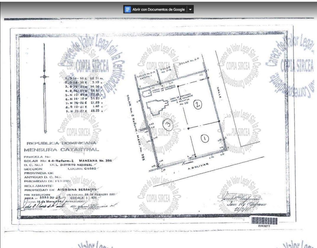 solares y terrenos - Solar en Gazcue Av. Bolivar de 3088 metros para torre  0