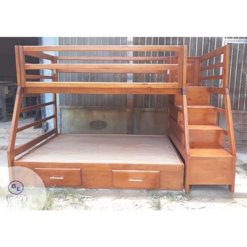muebles y colchones - Camarote en madera de dos niveles con gavetas  1