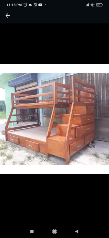 muebles y colchones - Camarote en madera de dos niveles con gavetas  2