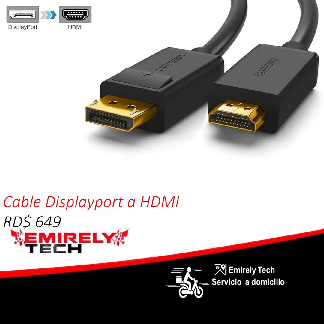 otros electronicos - Cable Displayport a HDMI