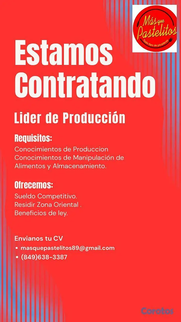 empleos disponibles - Lider de produccion