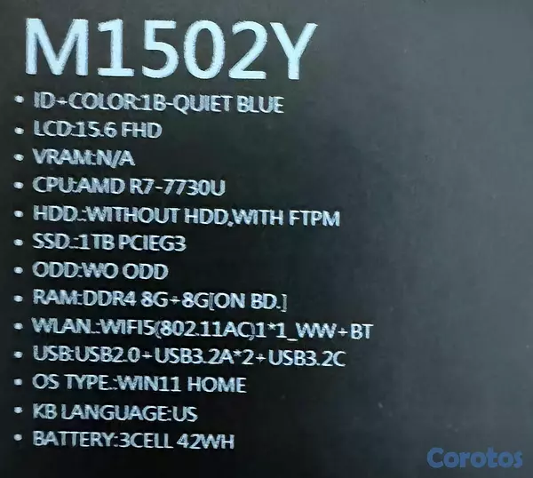 computadoras y laptops - LAPTOP ASUS VIVOBOOK 15" 1TB+16GB RYZEN 7 NUEVA SE 3