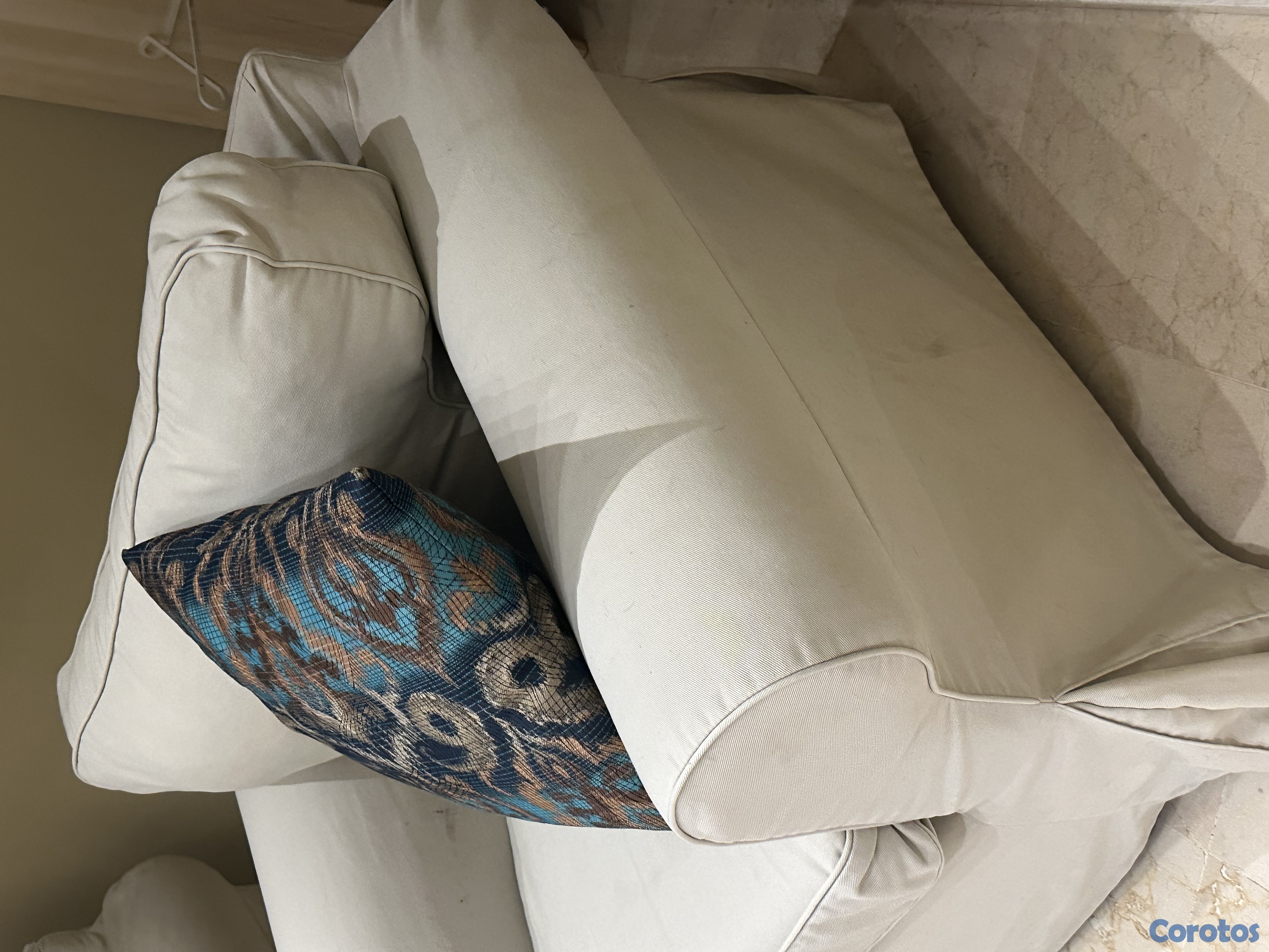 muebles y colchones - Sofa de 5 y butaca de 1 Crema  2