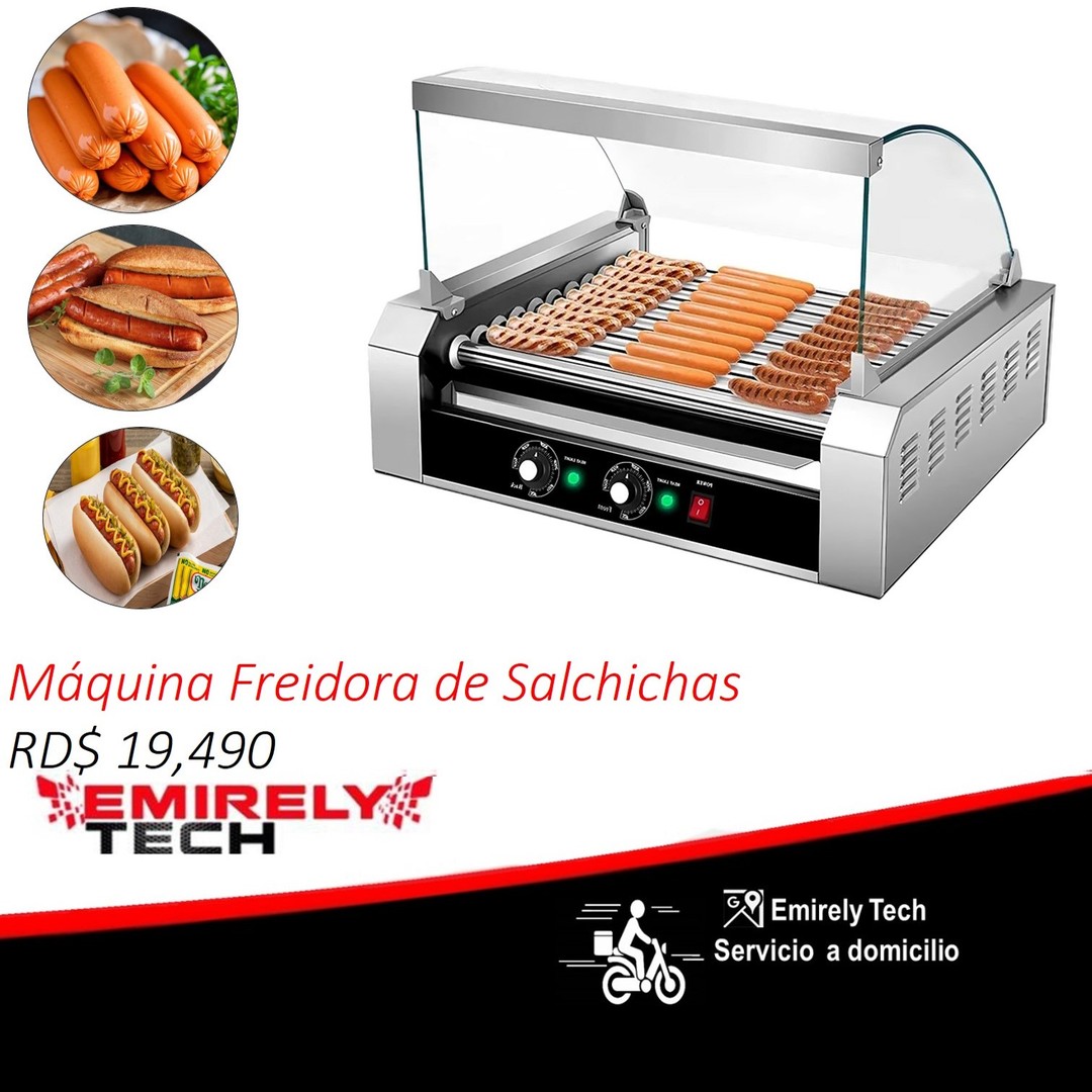 equipos profesionales - Maquina de hotdog Parrilla freidora de salchichas exhibidor BBQ rodillo caliente