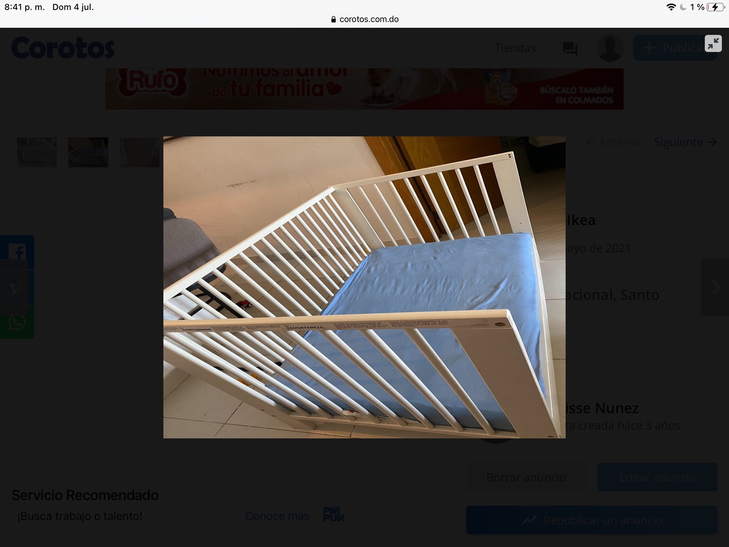 muebles - Vendo Colchón de cuna IKEA + Protector impermeable + Cuna Gulliver IKEA GRATIS