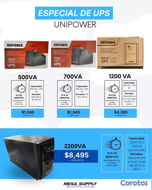 otros electronicos - UPS UNIPOWER CON TRABAJAN CON INVERSON Y PLANTA 