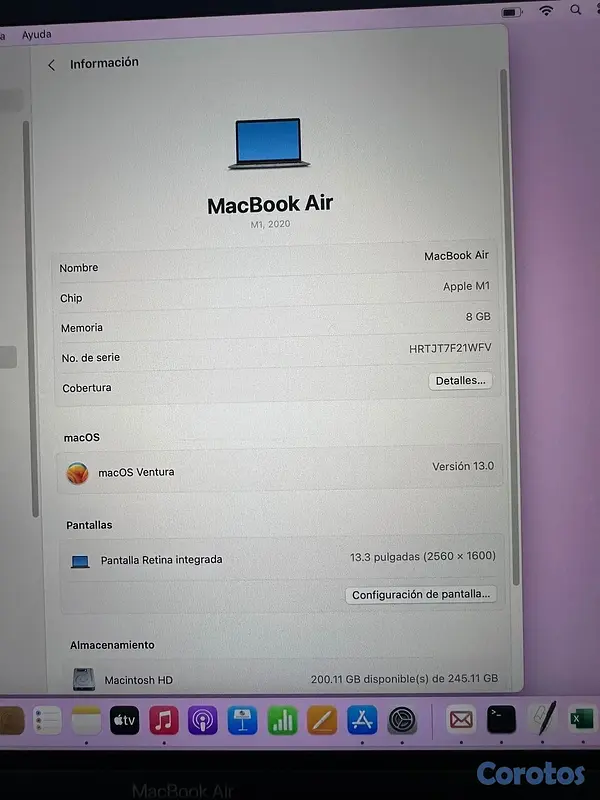 computadoras y laptops - Macbookair  2020 M1 13