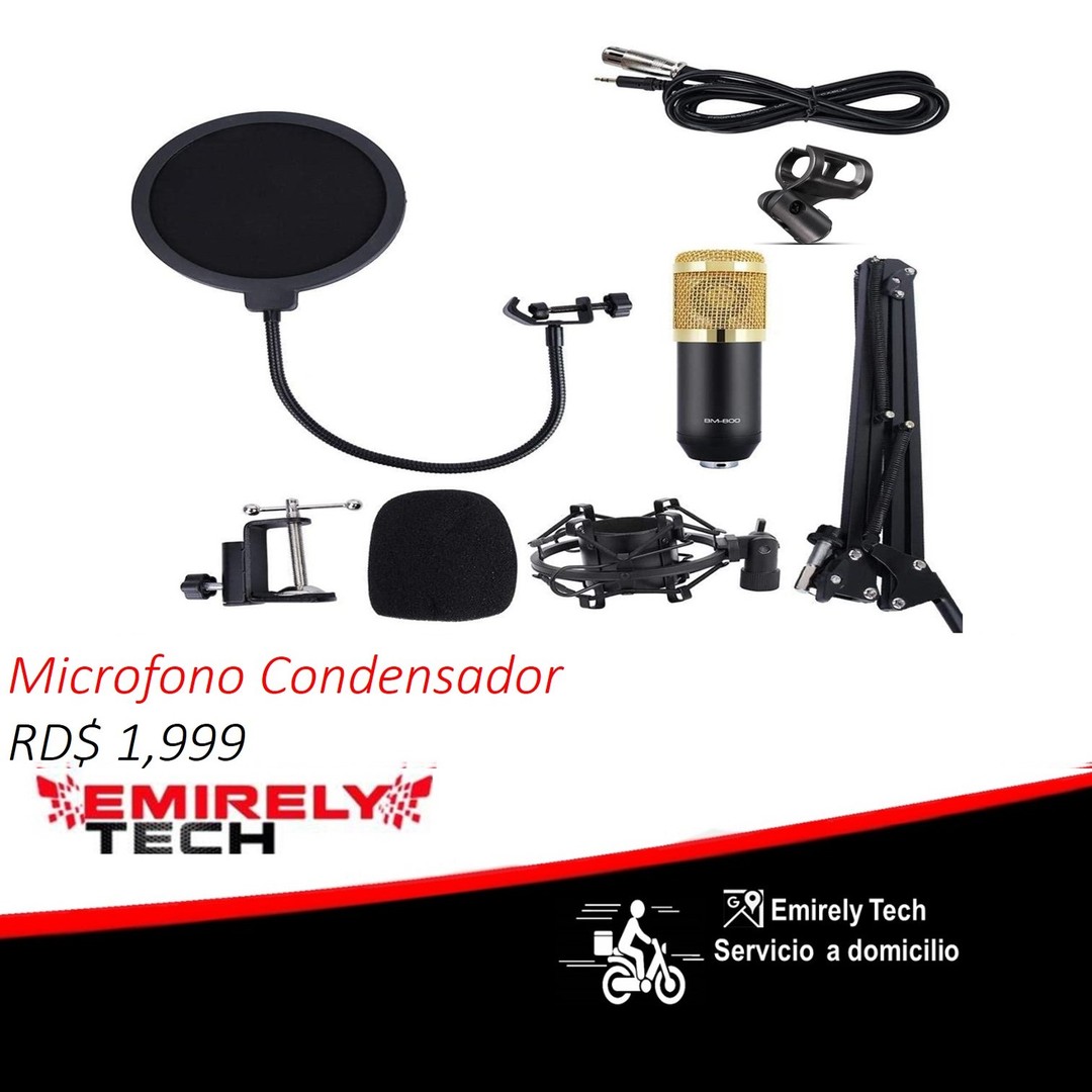 otros electronicos - Microfono Condensador Profesional de estudio kit  grabación pedestal tripod BM80