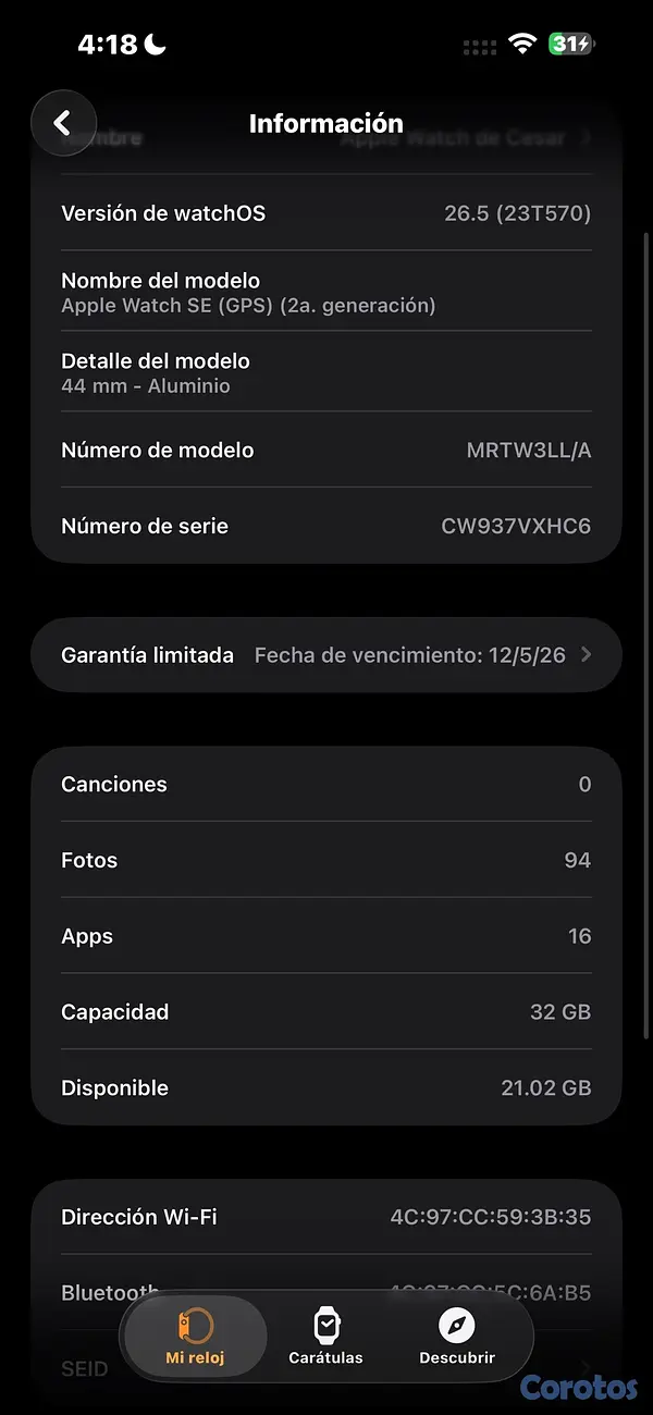 celulares y tabletas - APLLE WATCH SERIE SE  2 44MM  3