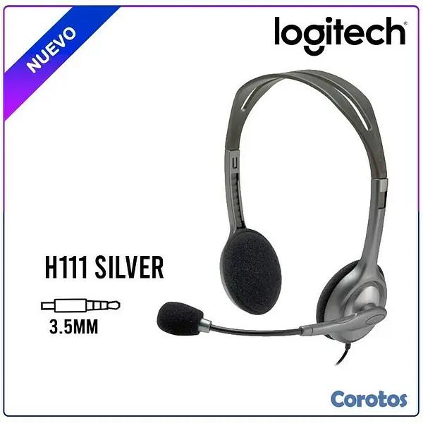 computadoras y laptops - AUDIFONO CON MICROFONO LOGITECH H111 STEREO, 3.5" INPUT. 1