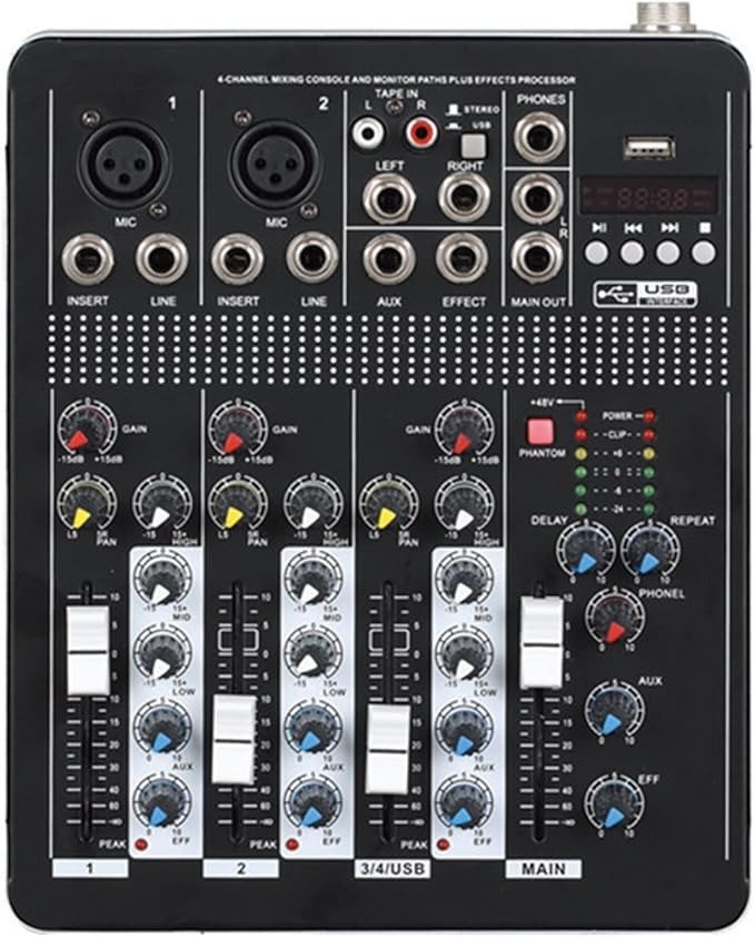 accesorios para electronica - Mezclador de audio de 4 canales T4-USB mixer amplificador para sonido de alta ca