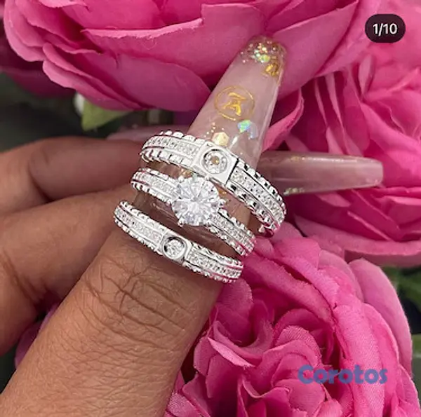 joyas, relojes y accesorios - Trios matrimoniales plata 925 1