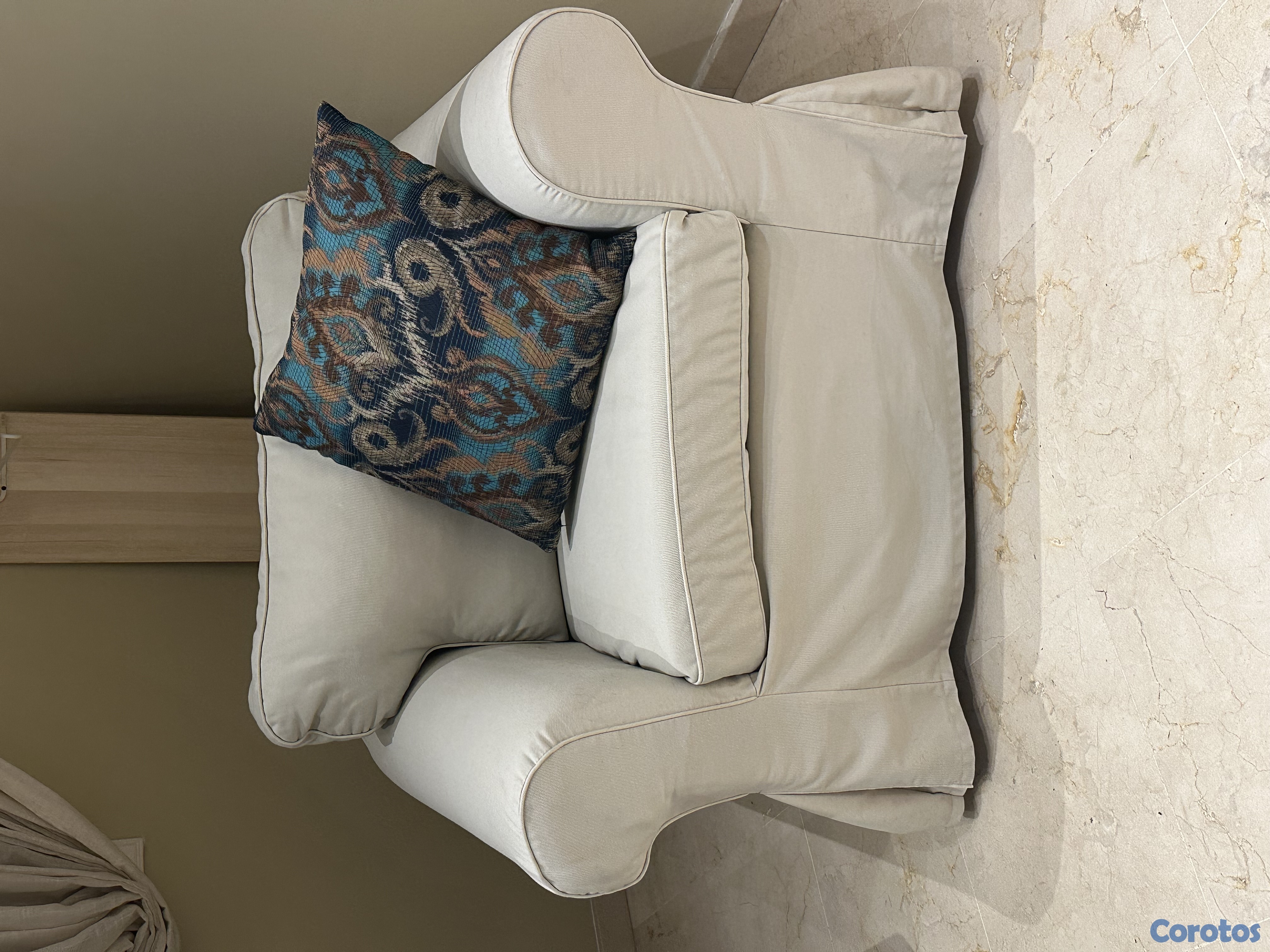 muebles y colchones - Sofa de 5 y butaca de 1 Crema  3