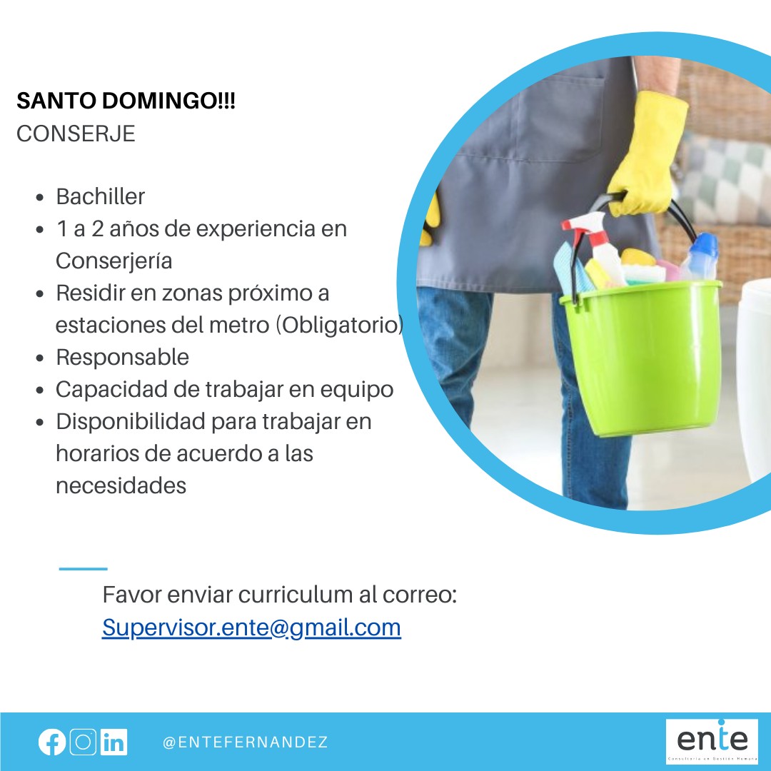 empleos disponibles - CONSERJE - SANTO DOMINGO