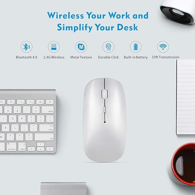 otros electronicos - Mouse inalámbrico Bluetooth recargable con Leds RGB 1