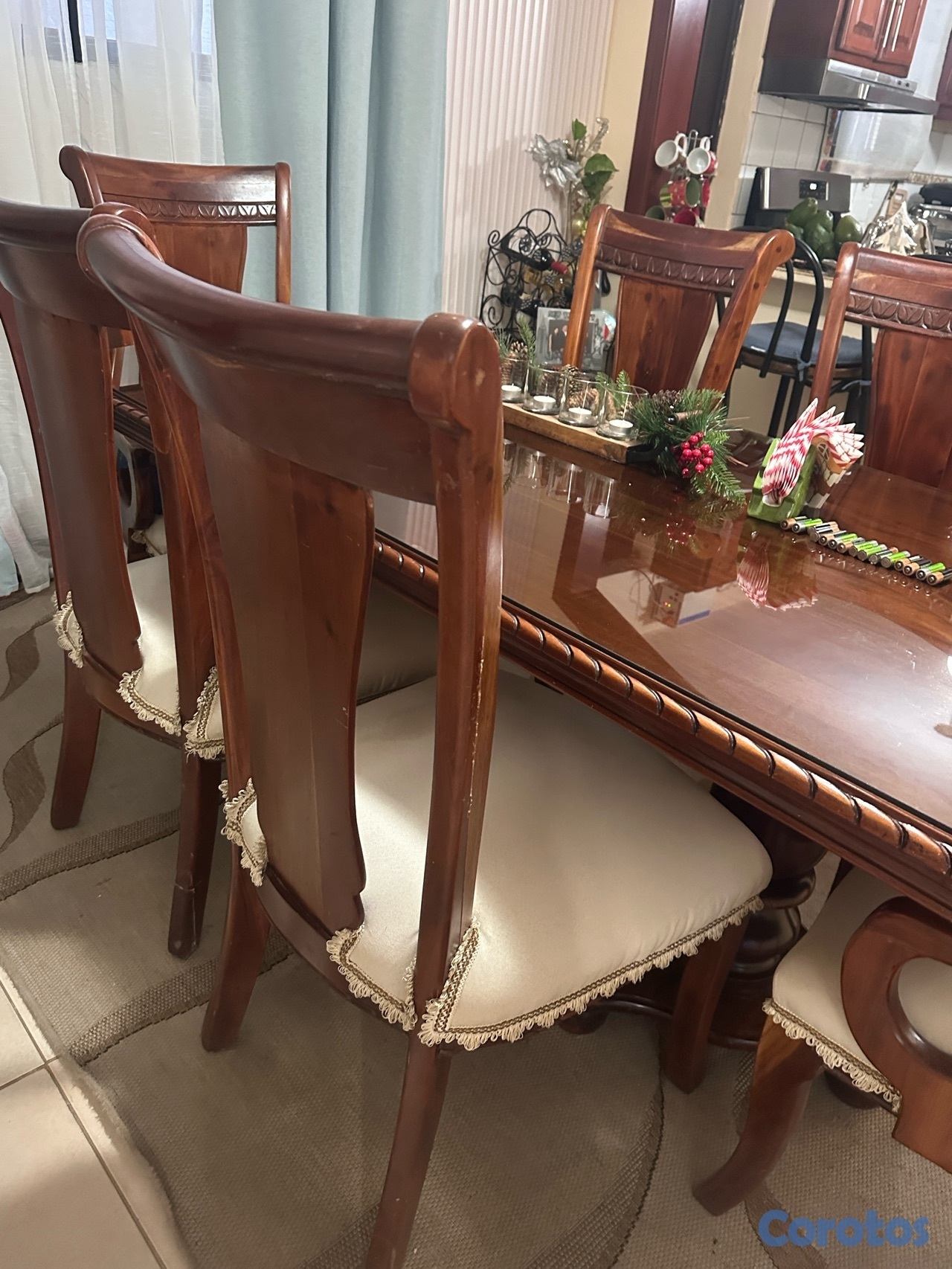 muebles y colchones - Hermoso comedor en caoba de 6 sillas  3