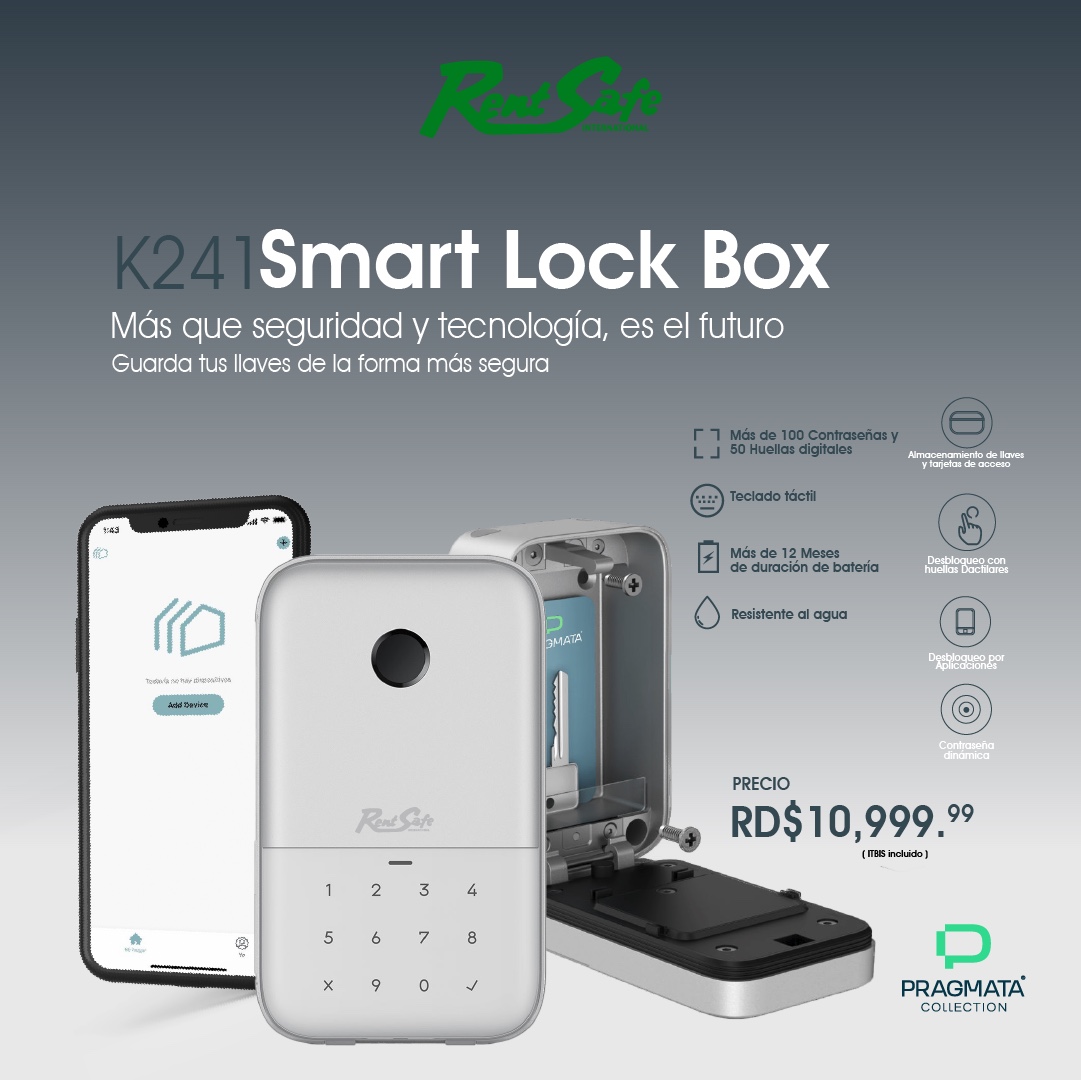 equipos profesionales - Caja fuerte inteligente para llaves. Rent Safe K241 Smart Lock Box.