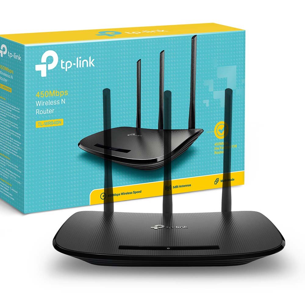 computadoras y laptops - ROUTER WIRELESS TP-LINK TL-WR940N, 2.4GHZ/450MBPS, 1 PUERTO WAN + 4 PUERTOS LAN 0