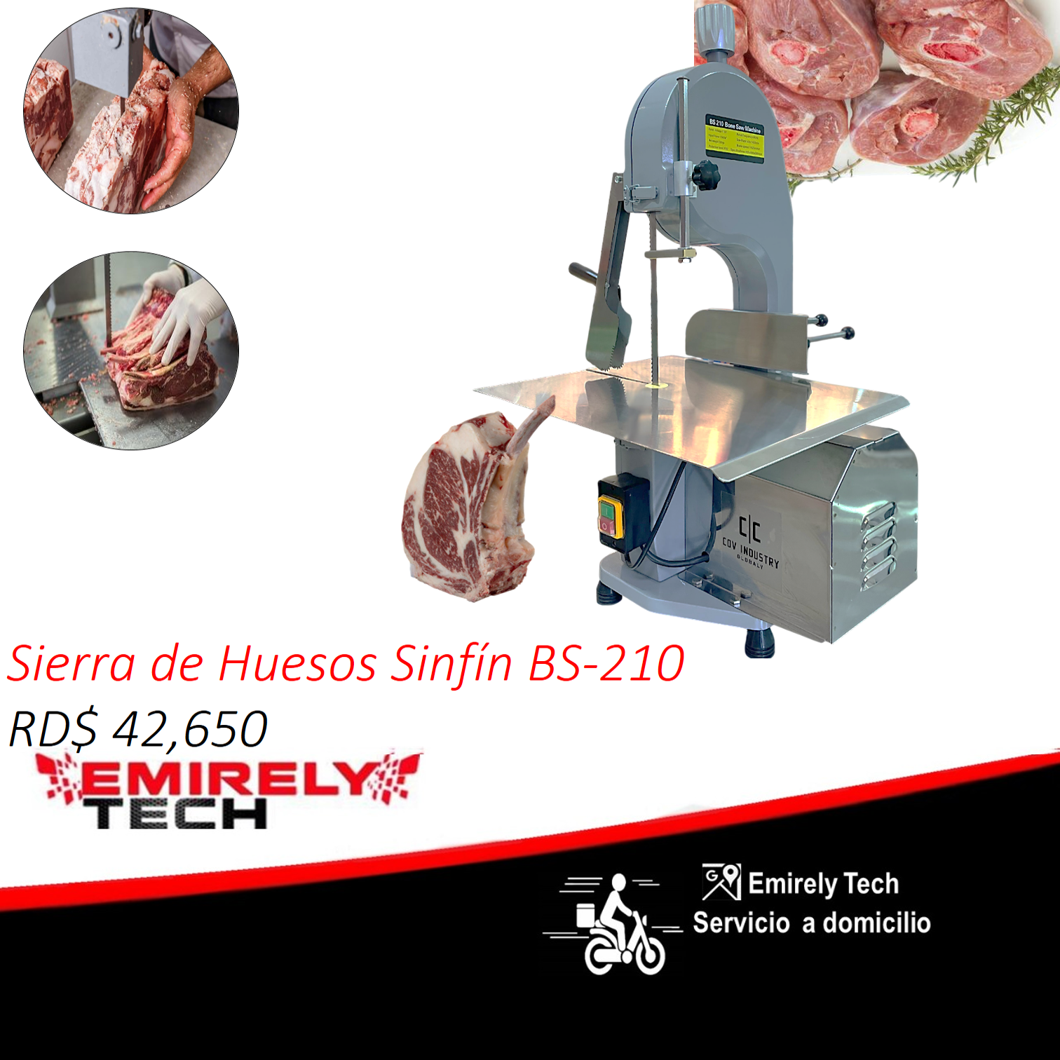 equipos profesionales - Sierra cortadora de carnes hueso sinfin de mesa