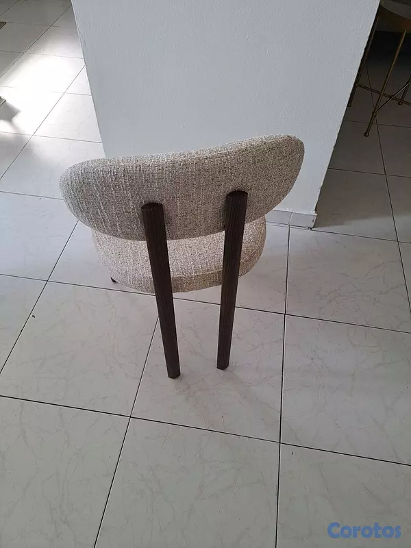muebles y colchones - 5 sillas de comedor de tela beige 3