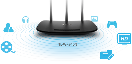 computadoras y laptops - ROUTER WIRELESS TP-LINK TL-WR940N, 2.4GHZ/450MBPS, 1 PUERTO WAN + 4 PUERTOS LAN 1