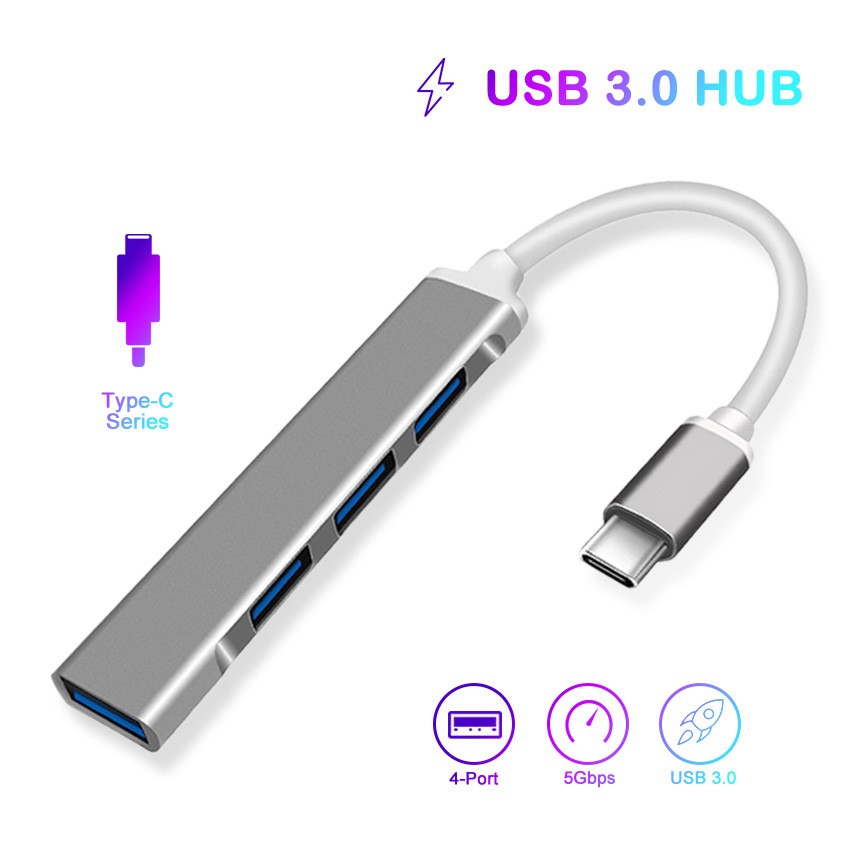 computadoras y laptops - HUB HAVIT (Mod.HB41) TIPO C a 4 PUERTOS USB (1x3.0 3x2.0), Cable 11cm 1