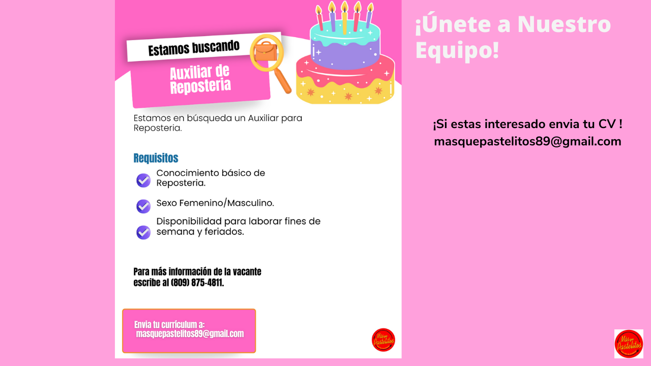 empleos disponibles - Auxiliar de Reposteria 0